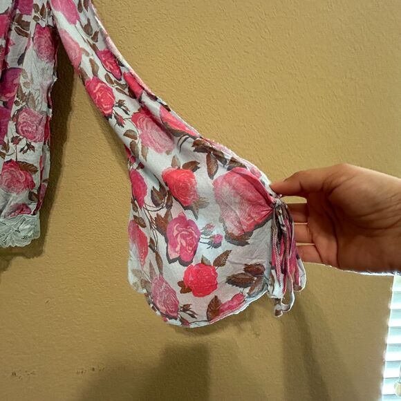 Intimately Free People Everything's Rosy Bodysuit Womens Small Pink Floral Boho - Picture 6 of 8